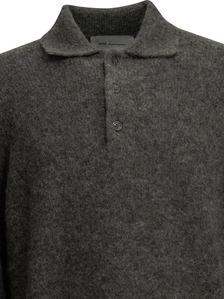 Tricou polo AMI Paris gri - Img 3