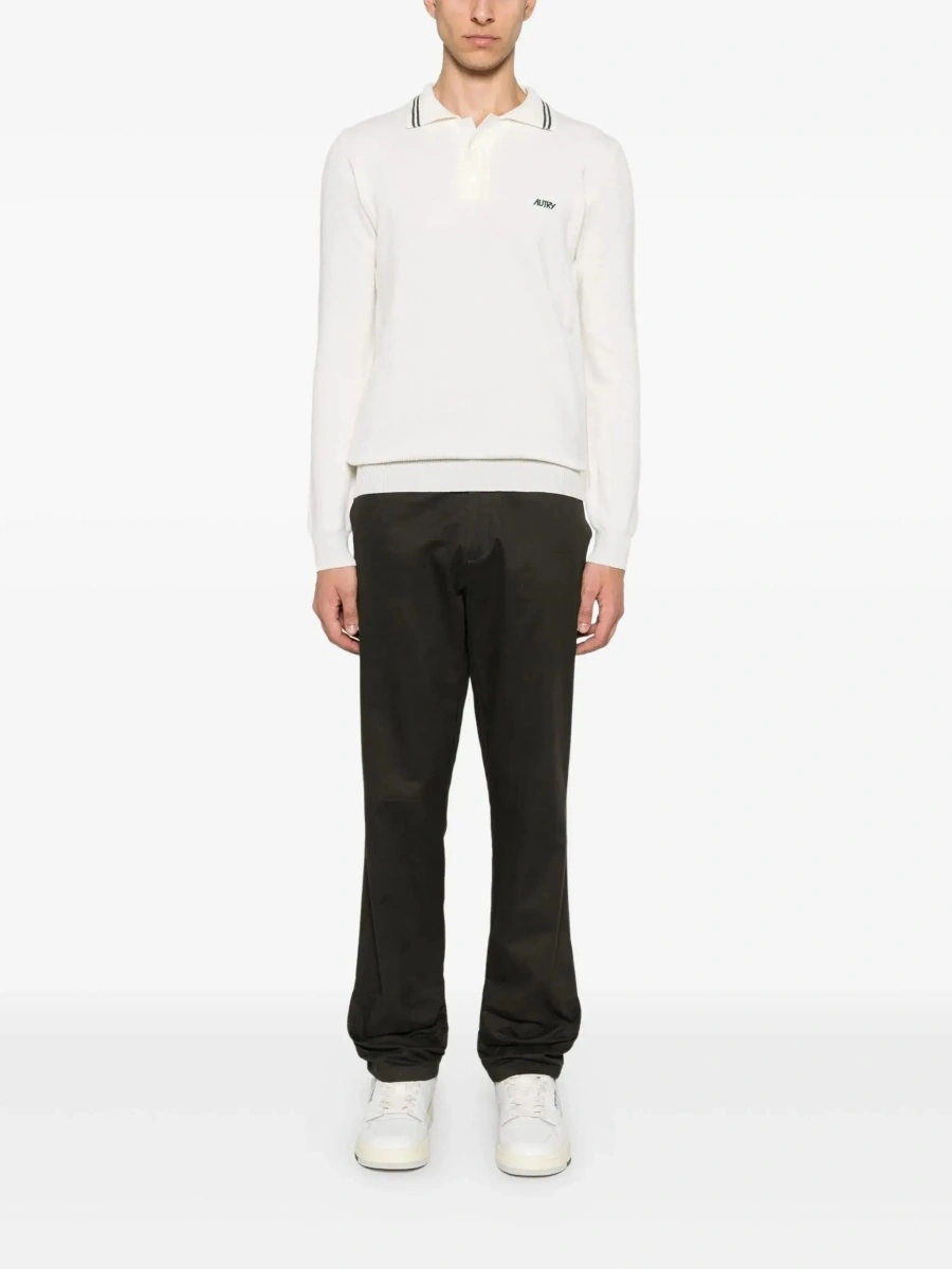 Tricou polo AUTRY alb din lana si bumbac - Img 4