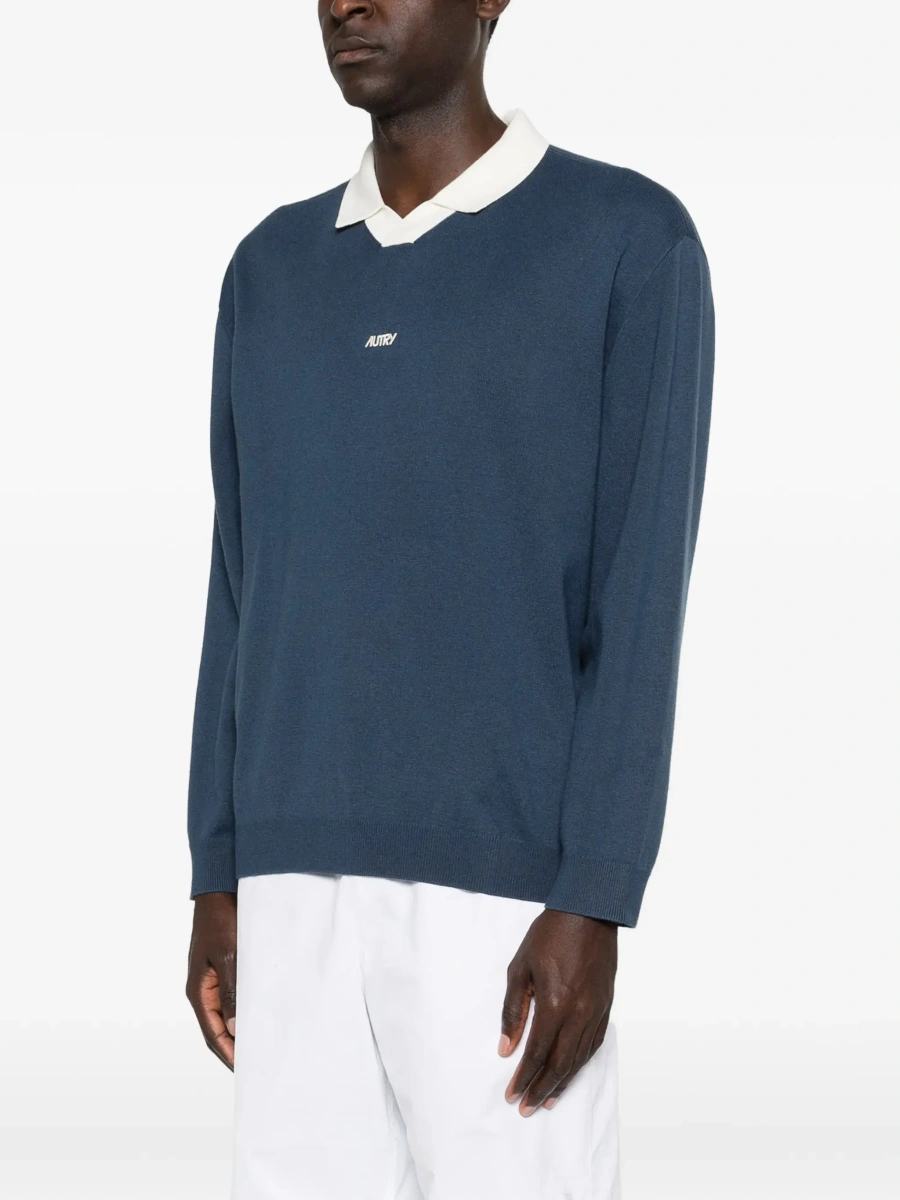 Tricou polo AUTRY albastru din bumbac - Img 5