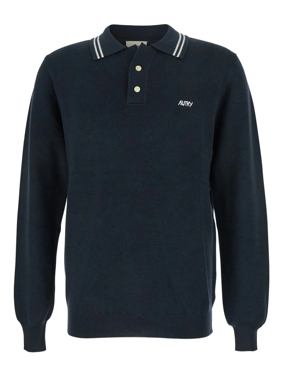 Tricou polo AUTRY albastru din lana si bumbac - Img 6