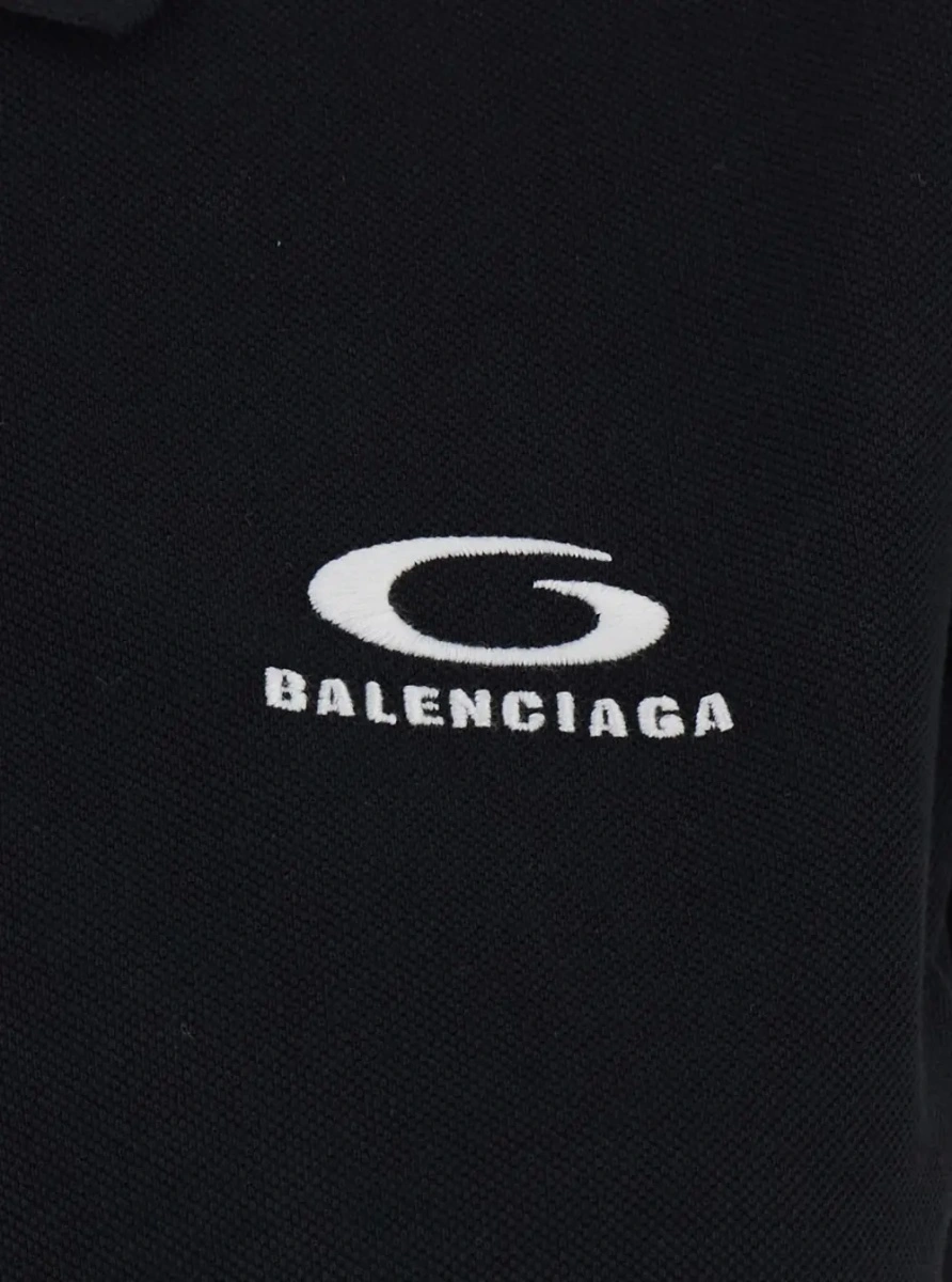 Tricou polo Balenciaga negru din bumbac - Img 3