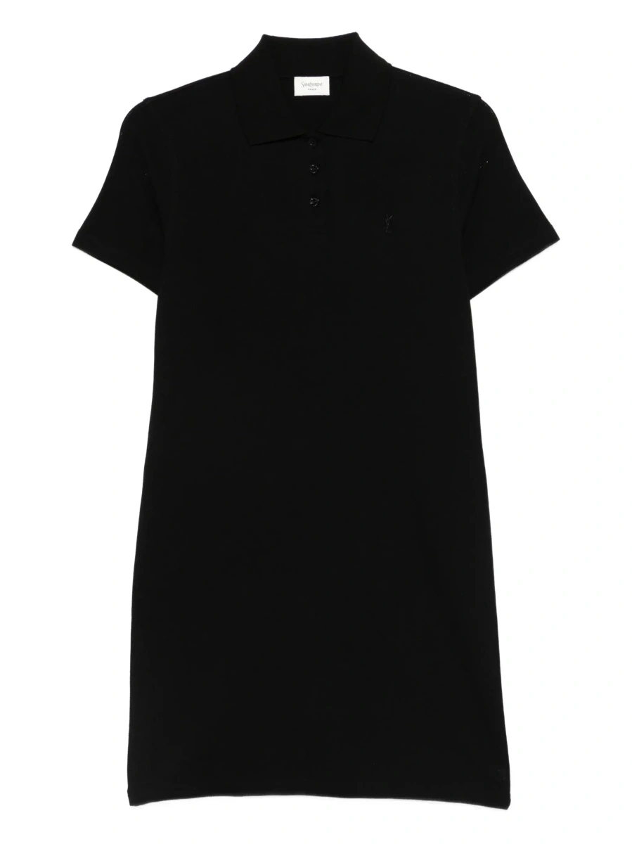 Tricou Polo Black Cotton Embroidered Pique Polo Dress - Img 8