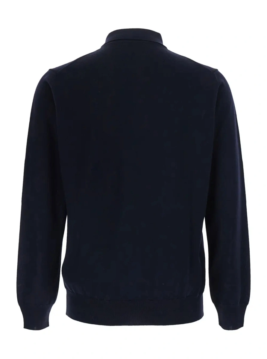 Tricou Polo blue Polo Shirt with four-button closure in merino wool for men - Img 2