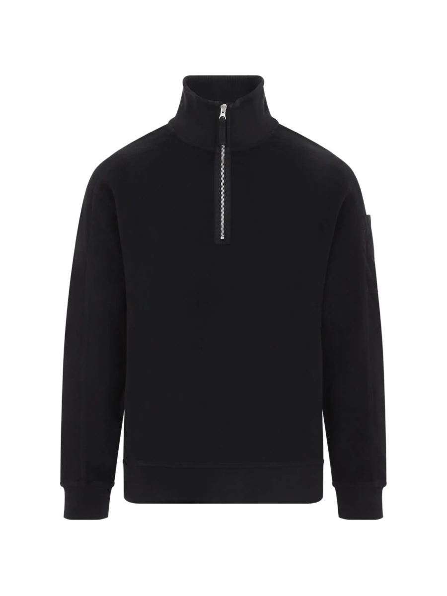 Tricou polo C.P. Company negru din fleece - Img 6