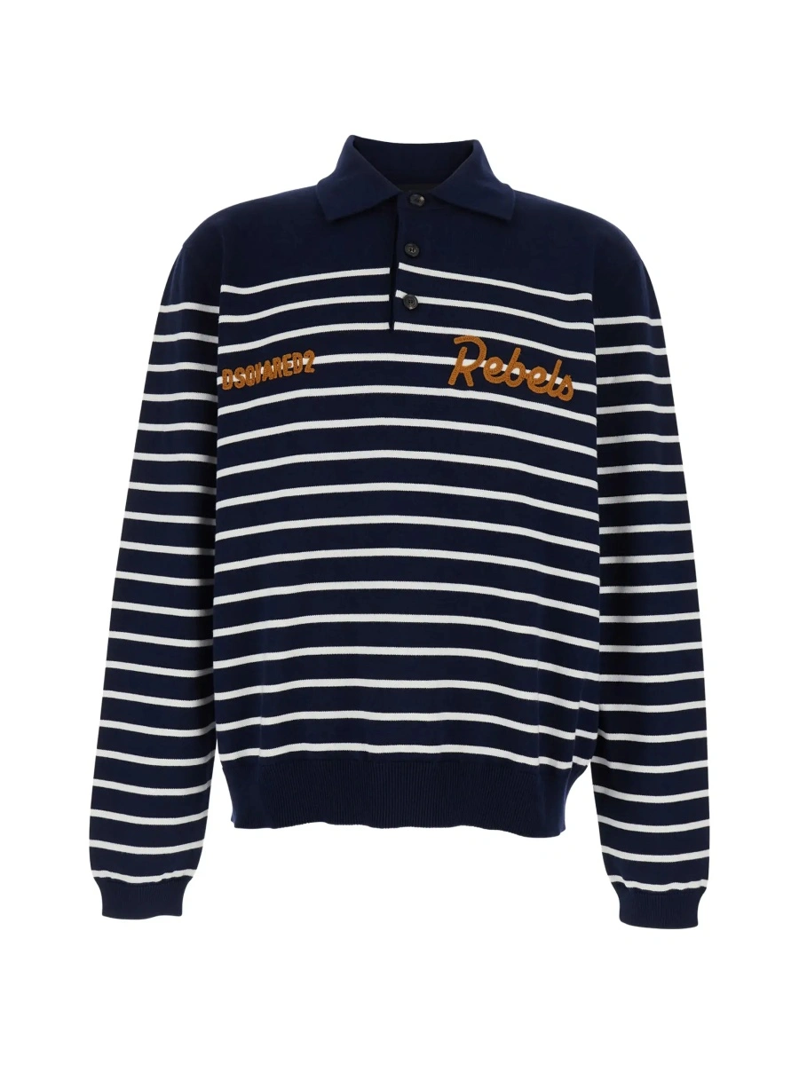 Tricou polo DSQUARED2 albastru din bumbac - Img 6