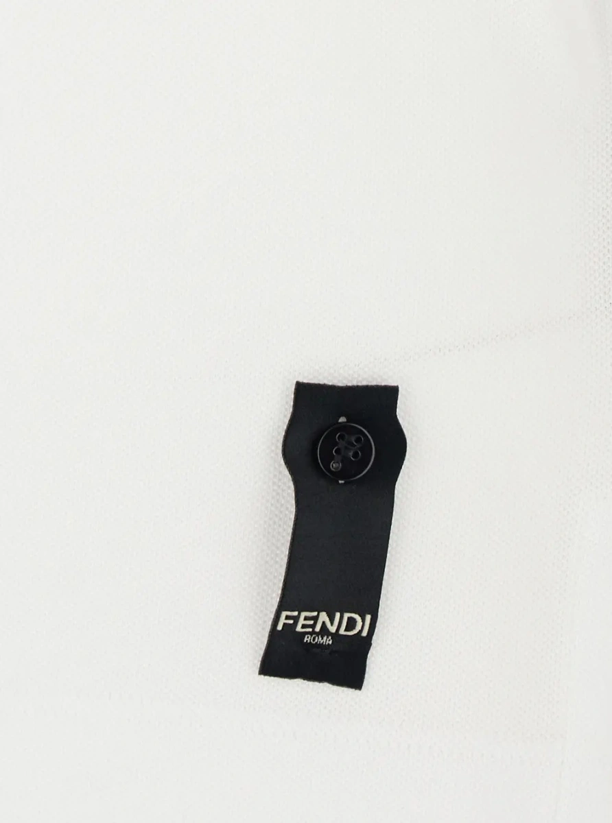 Tricou polo Fendi alb din bumbac - Img 3