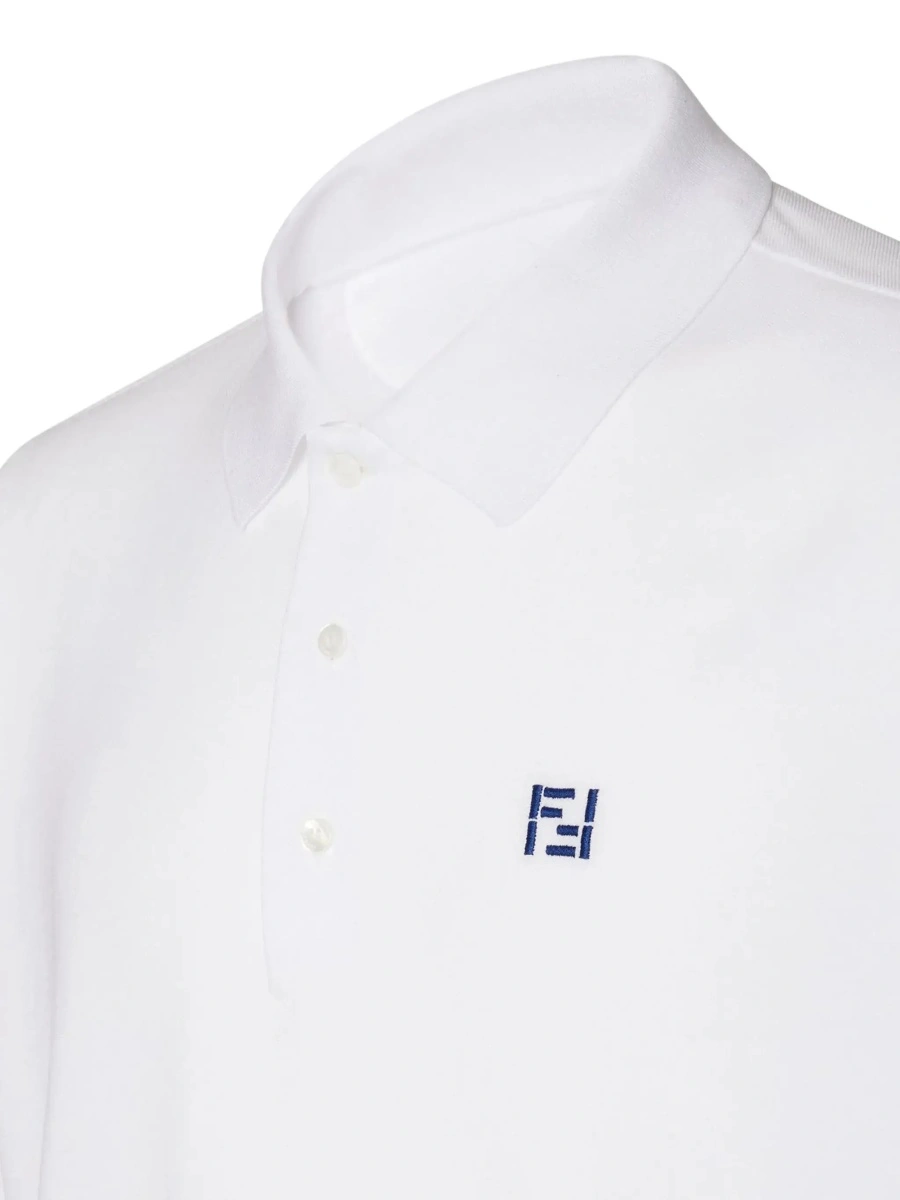 Tricou polo Fendi alb din bumbac - Img 5