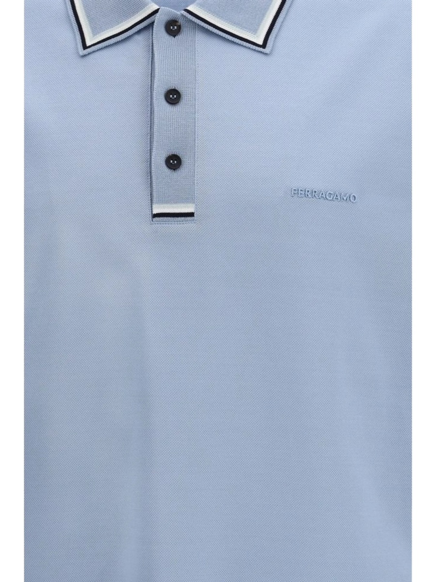 Tricou Polo Ferragamo albastru din bumbac - Img 3