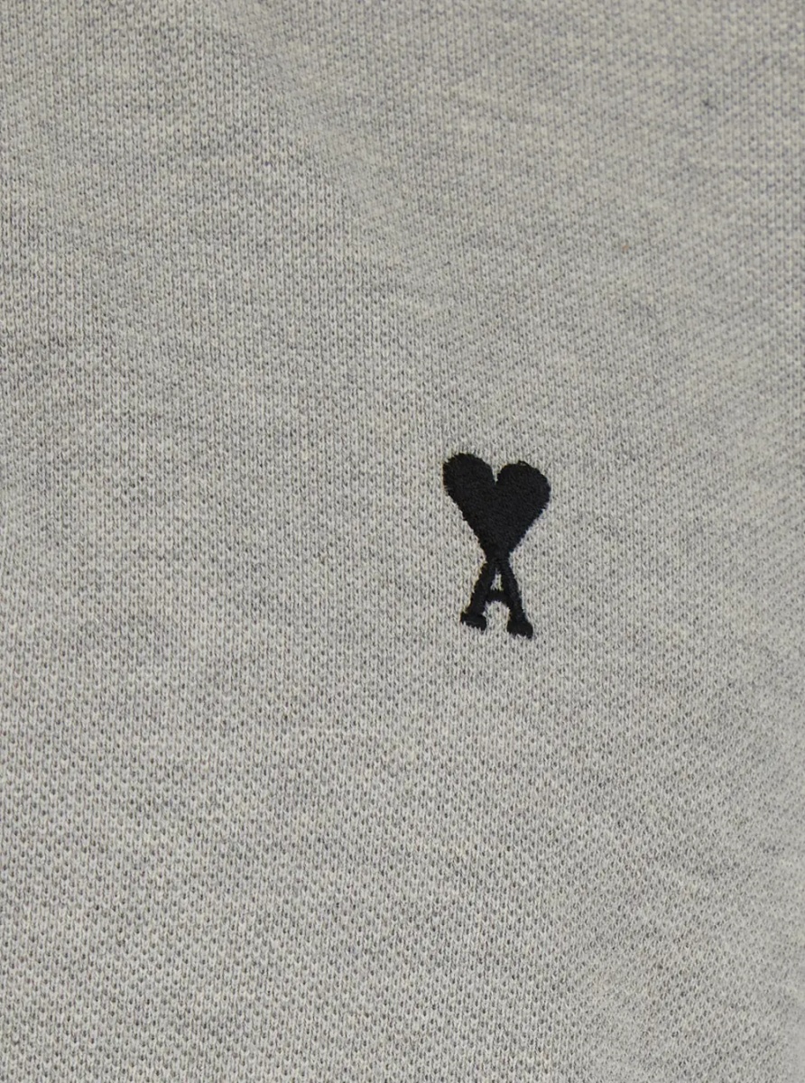 Tricou Polo grey Polo Shirt with AMI DE COEUR logo embroidered on the front in cotton for men - Img 3