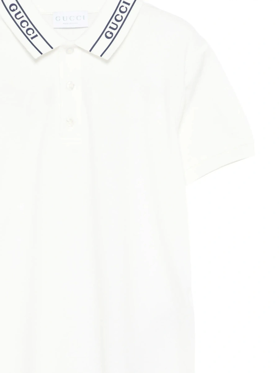 Tricou polo Gucci alb din bumbac - Img 5