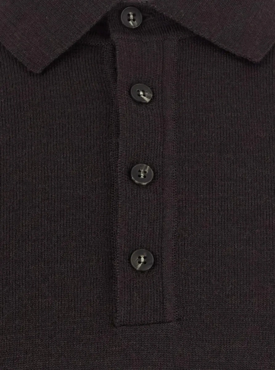 Tricou polo Kangra maro din lana merinos - Img 3