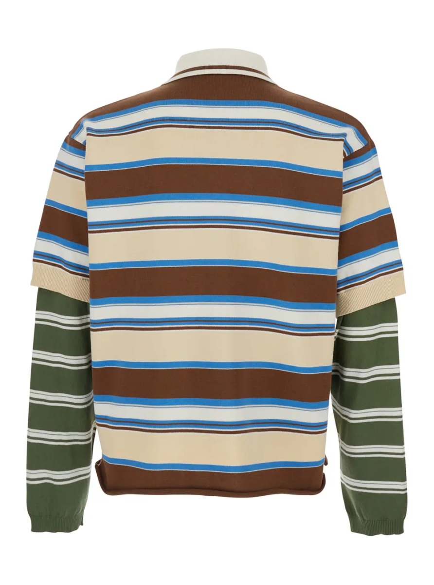 Tricou Polo Multicolor Polo Shirt with logo lettering on the front and all-over striped print in Cotton for Men - Img 2