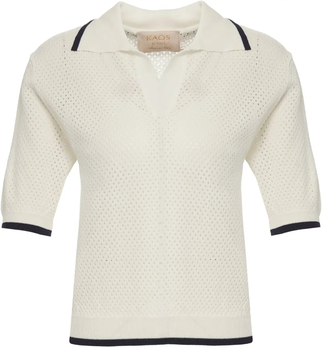 Tricou Polo Open-knit skipper polo shirt - Img 2