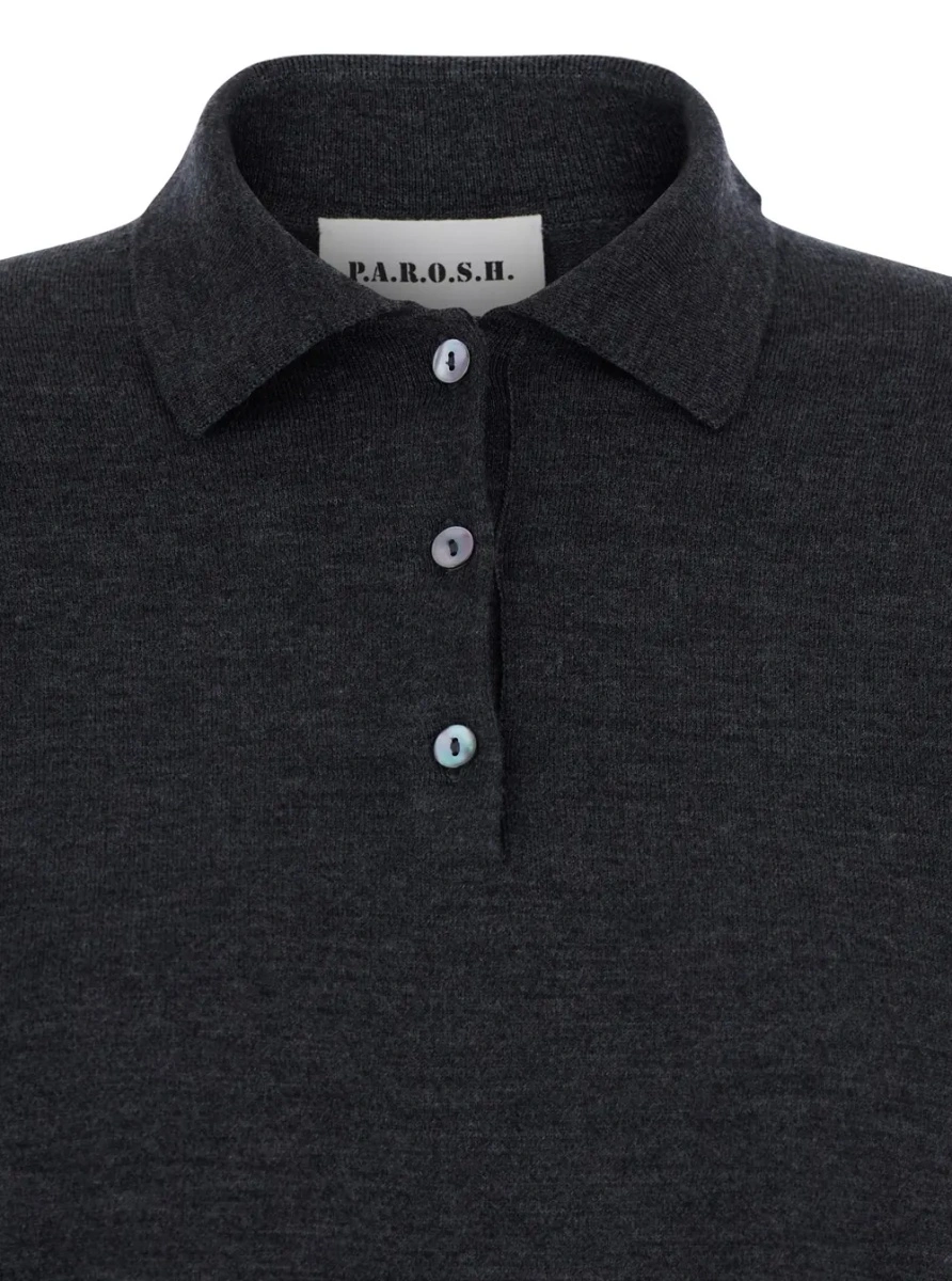 Tricou polo P.A.R.O.S.H. gri din lana - Img 3