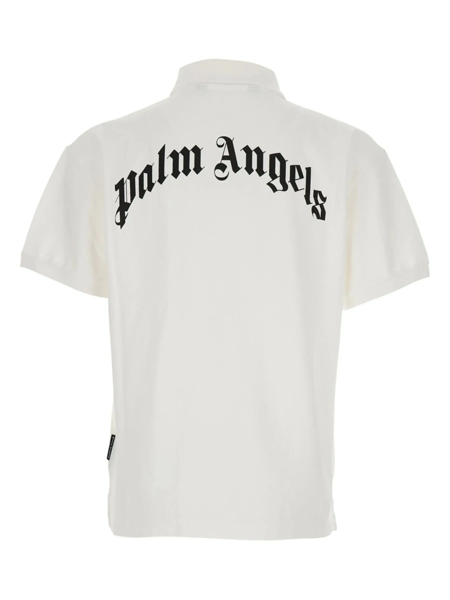 Tricou polo Palm Angels alb din bumbac - Img 4