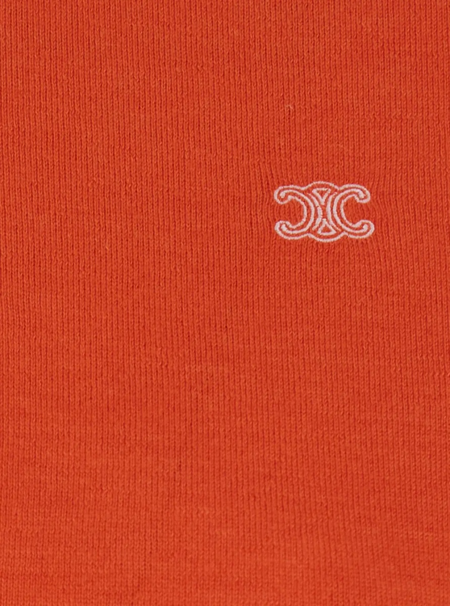 Tricou Polo POLO SWEATER Orange with Ribbed Collar in Cotton Blend for Men - Img 3