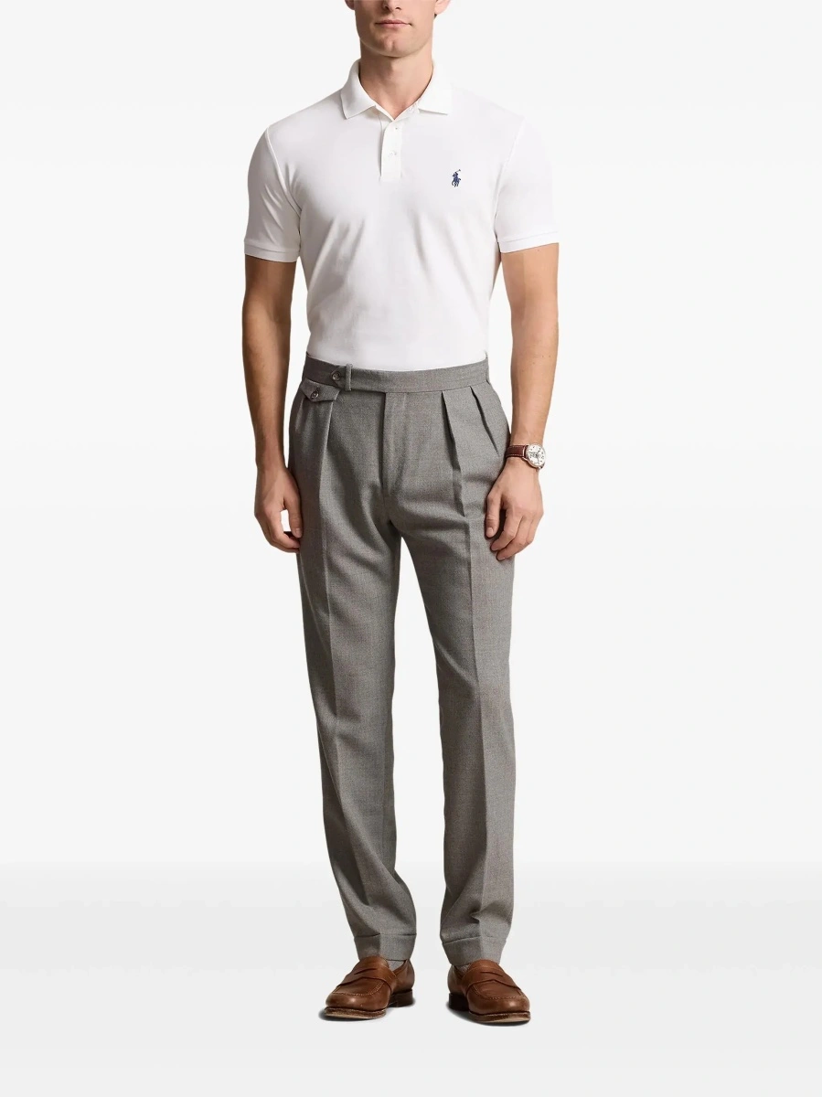 Tricou polo Ralph Lauren alb din bumbac 'Custom Fit' - Img 4