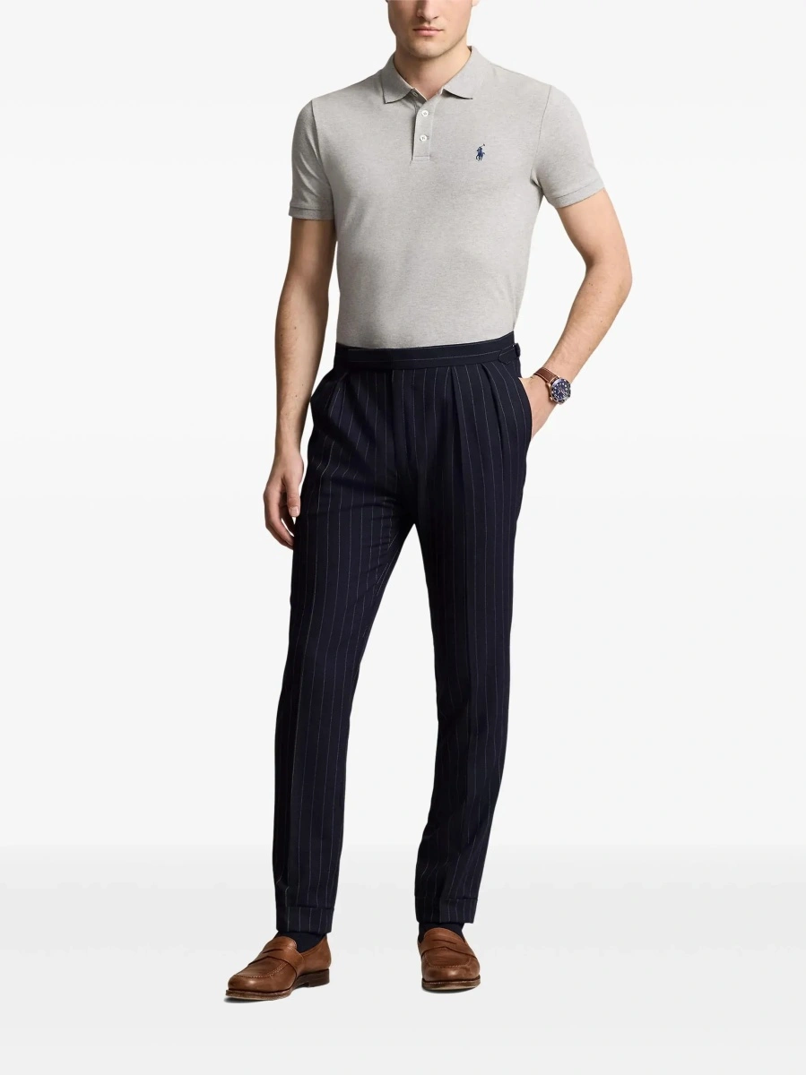 Tricou polo Ralph Lauren gri din bumbac 'Custom Fit' - Img 4