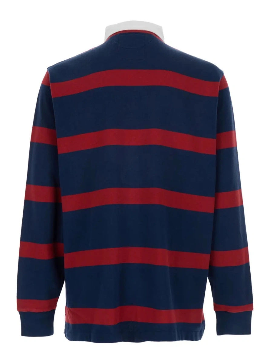 Tricou Polo "Rugby" Multicolor Polo Shirt with Logo Embroidery on the Front and All-Over Striped Motif in Cotton Man - Img 2