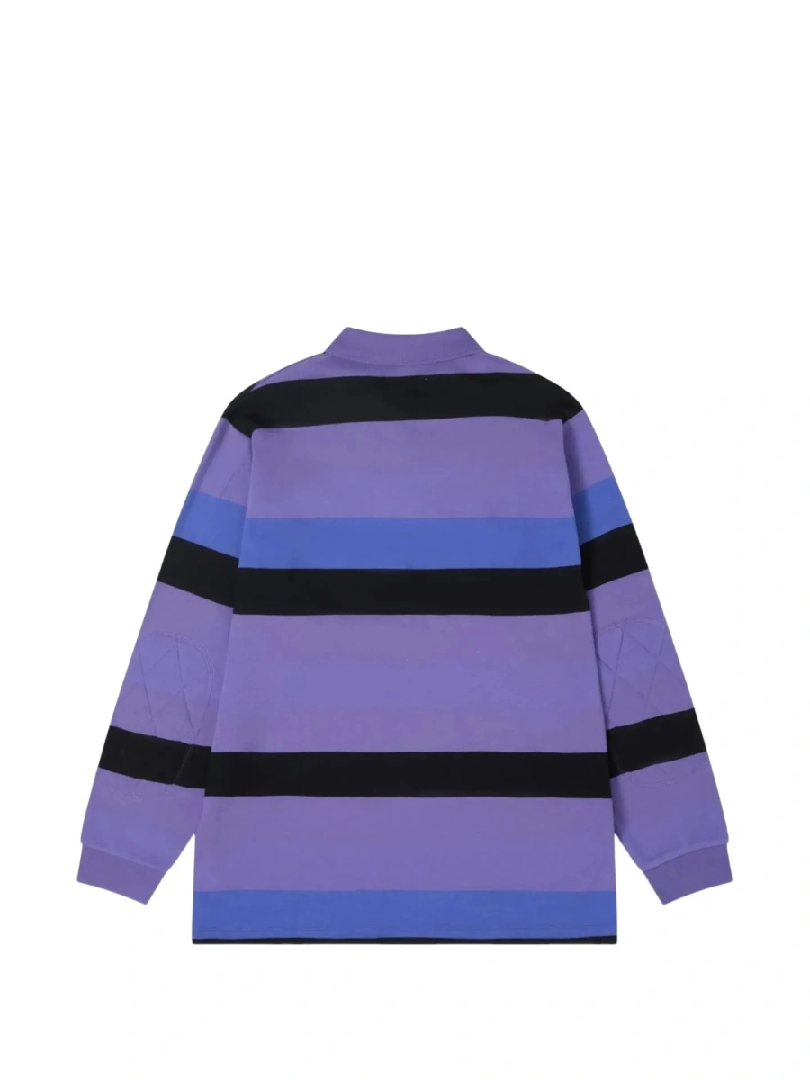 Tricou Polo UNISEX STRIPED RUGBY LONGSLEEVE KNIT with long sleeves and polo collar in Light blue Unisex - Img 5