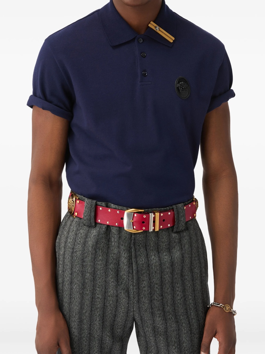 Tricou Polo Versace albastru din bumbac - Img 2