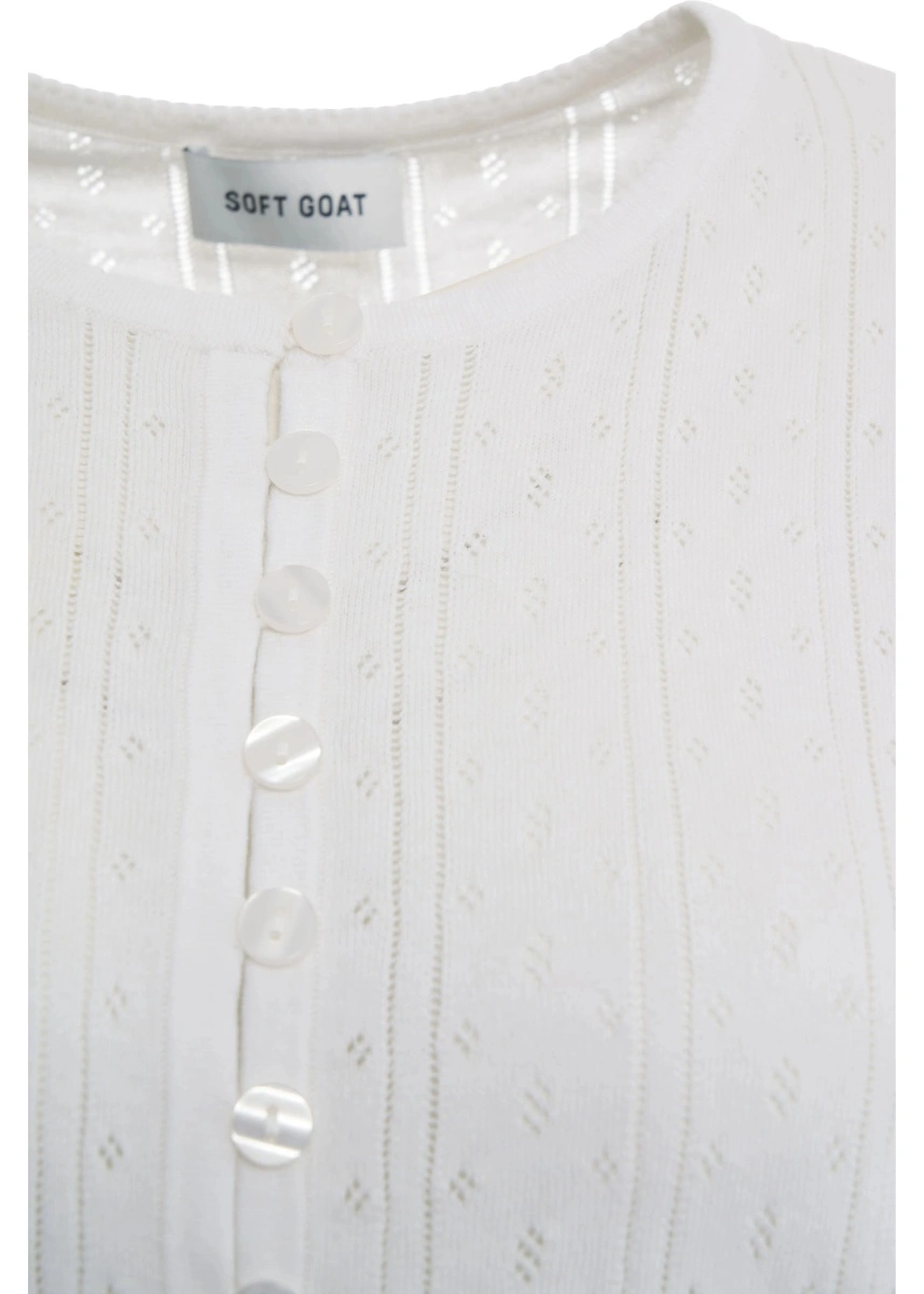 Tricou Soft Goat alb 'Pointelle' - Img 4