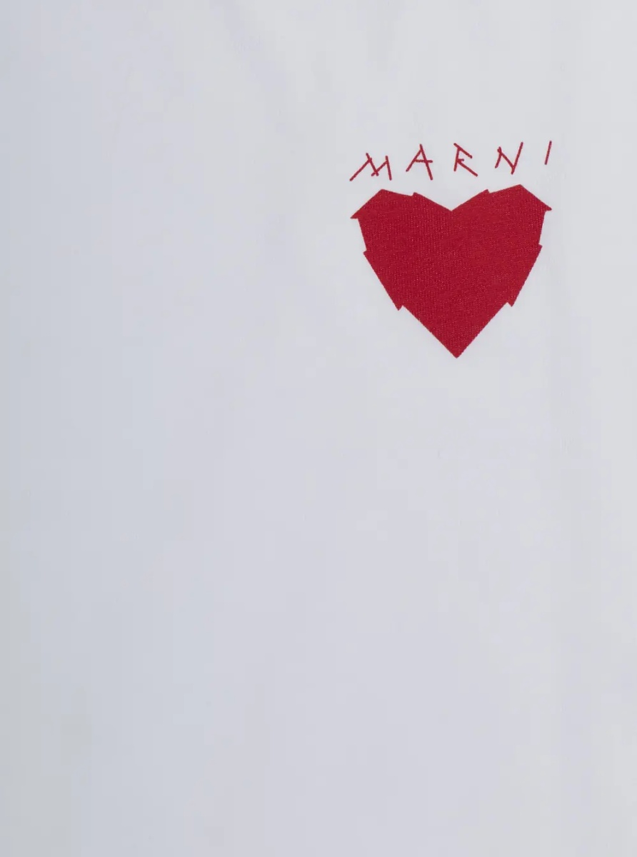 Tricou White Crew neck T-shirt with logo on the front in cotton Girl - Img 3