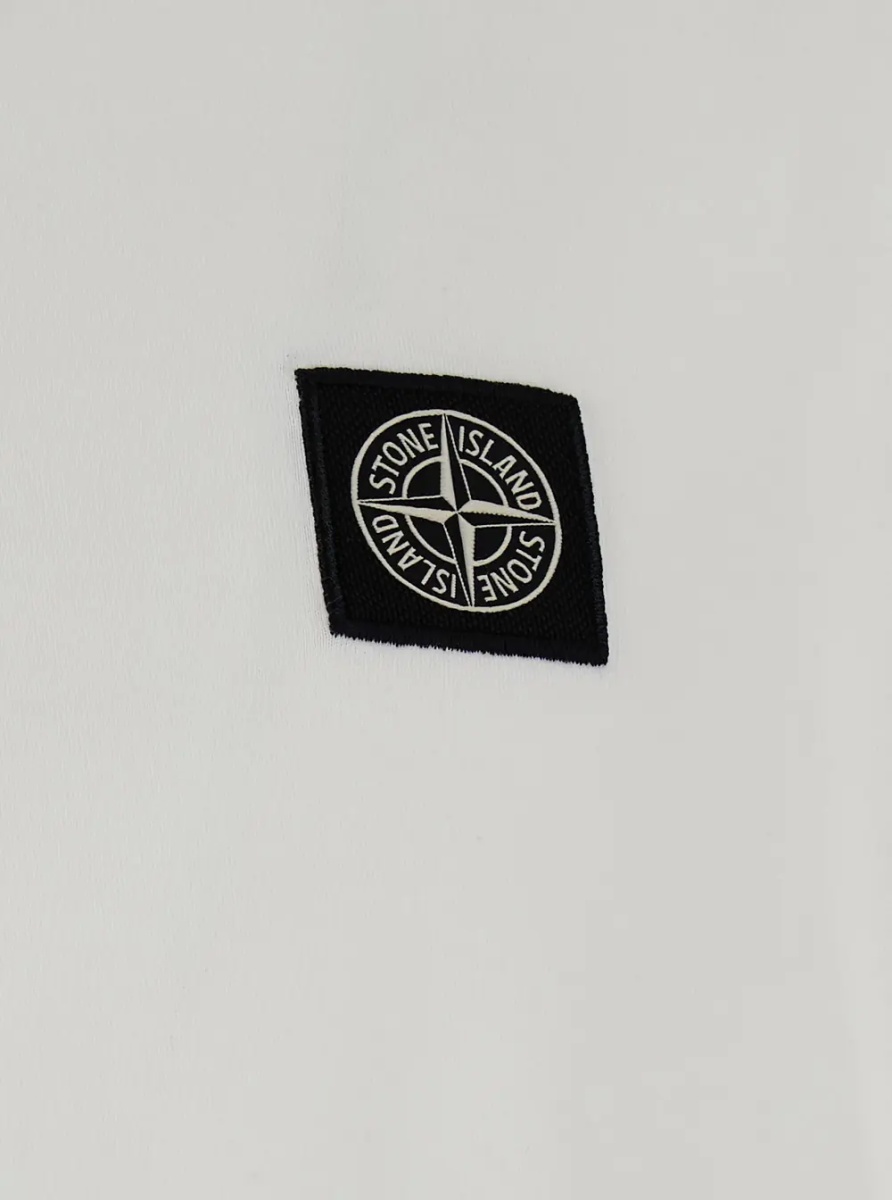 Tricou white Crew neck t-shirt with logo patch on the front in cotton for men - Img 3