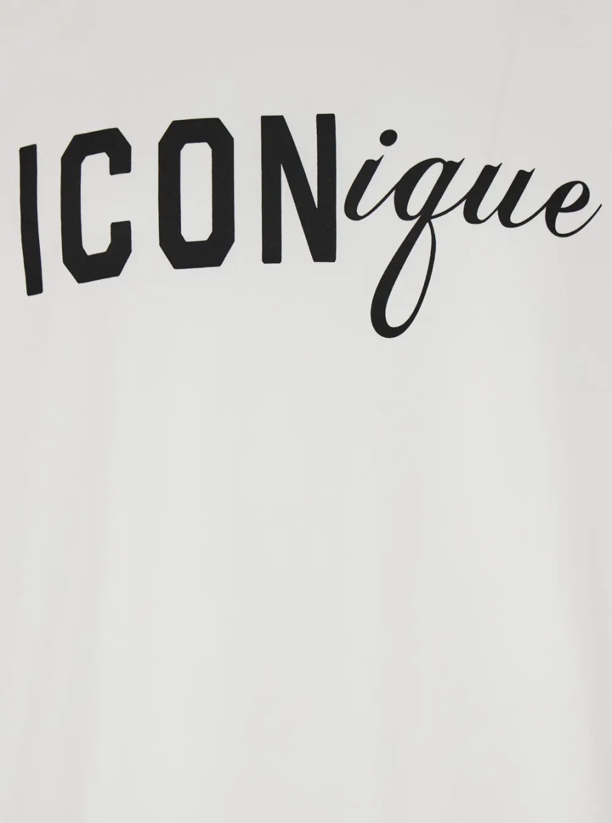 Tricou White Crew neck T-shirt with maxi logo on the front in cotton for men - Img 3