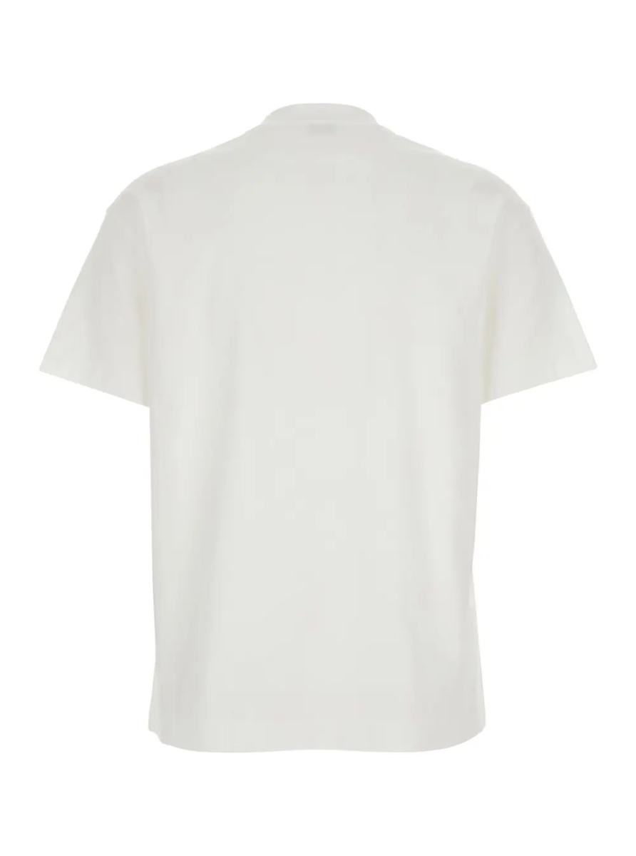 Tricou White Crew Neck T-Shirt with Monile Detail on the Front in Cotton for Women - Img 2