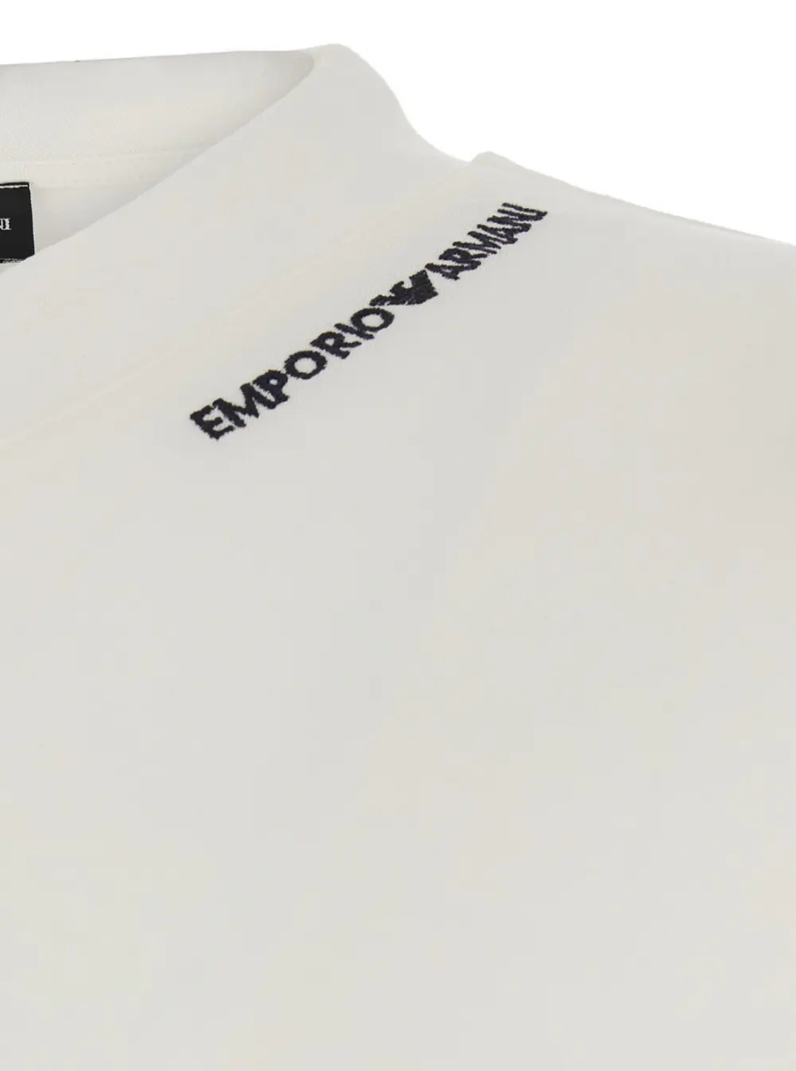 Tricou white Long Sleeve T-shirt with logo on the collar in modal for men - Img 3
