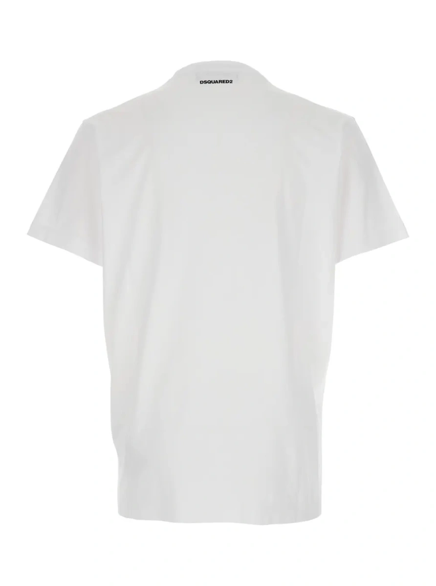 Tricou White T-Shirt with Logo on the Front in Cotton Man - Img 2