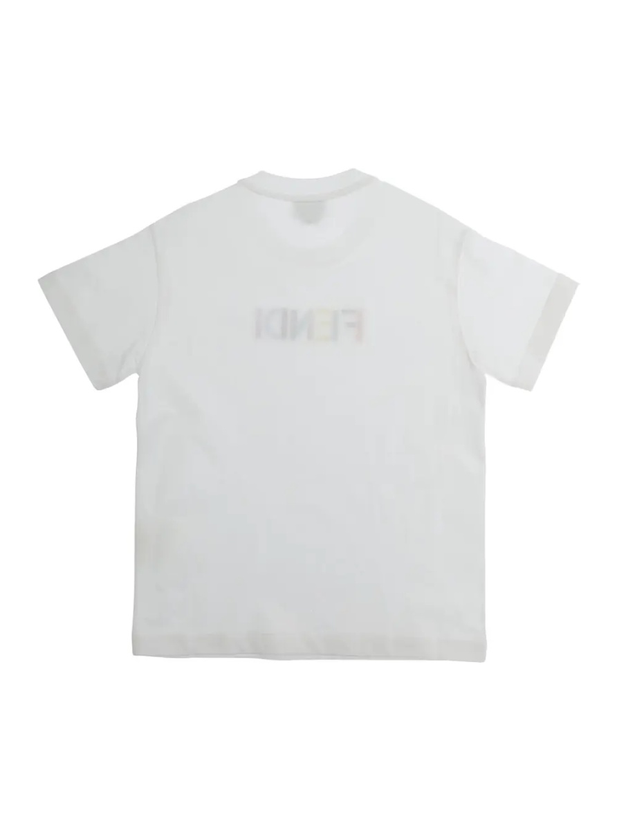 Tricou White T-shirt with round neckline and short sleeves in Cotton Boy - Img 2