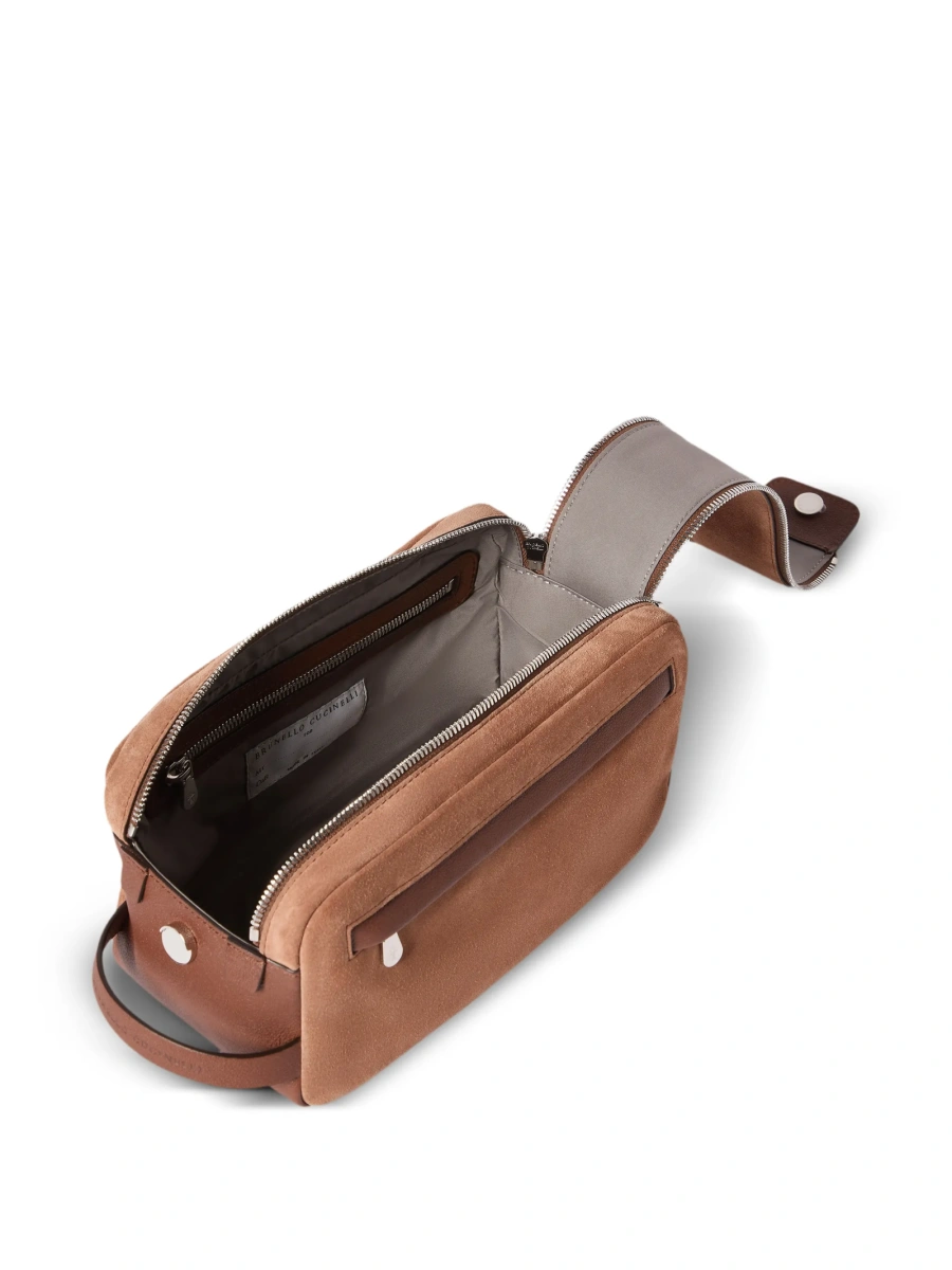 Accesorii de voiaj Brunello Cucinelli maro din piele si piele intoarsa - Img 5