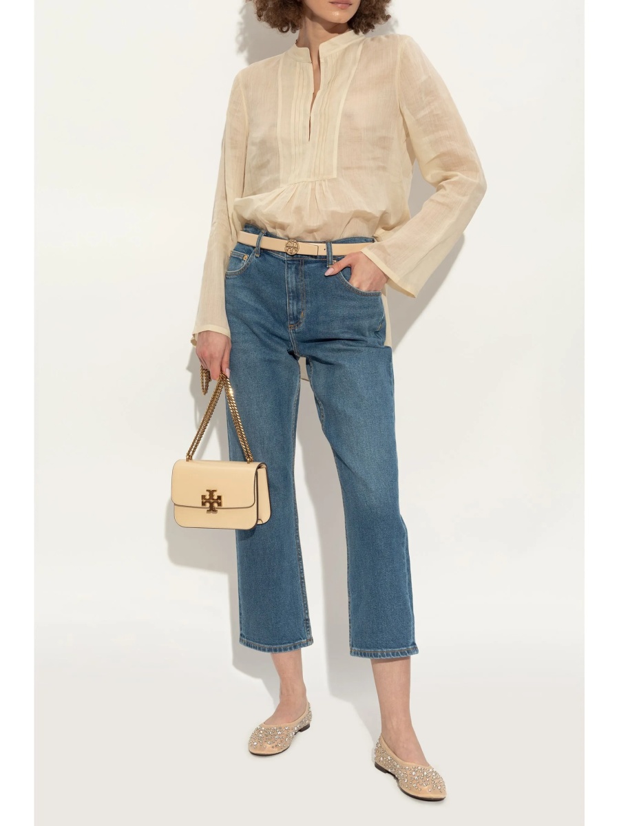 Balerini Tory Burch neutri din piele si nylon - Img 3
