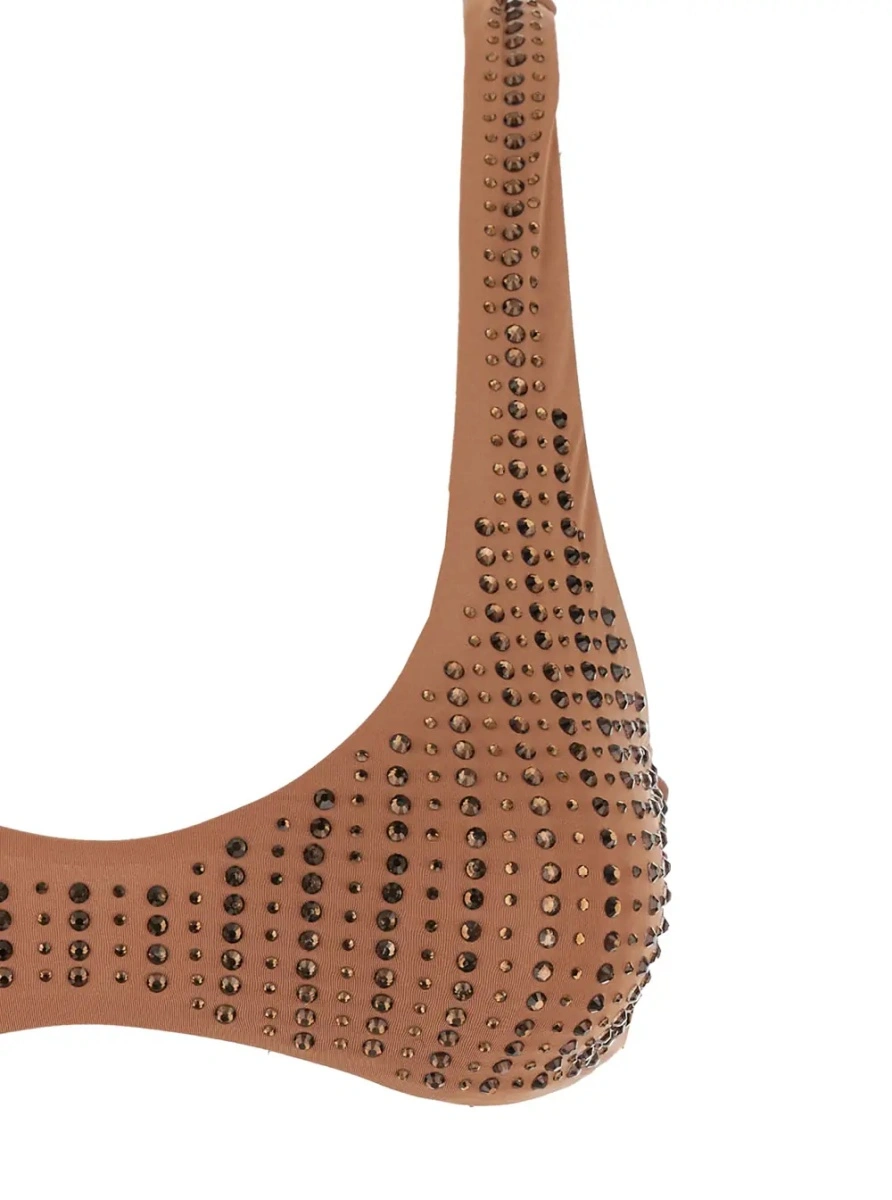 Bikini Brown 'Sbambato' Bikini with Stud Decoration in Tech Fabric - Img 3