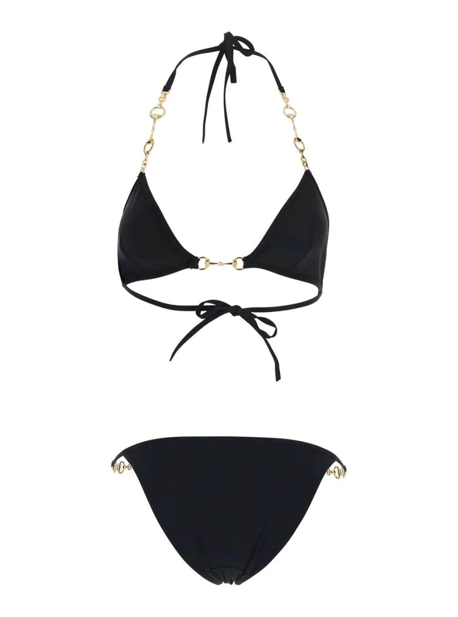 Bikini Gucci 'Horsebit' negru din bumbac - Img 2