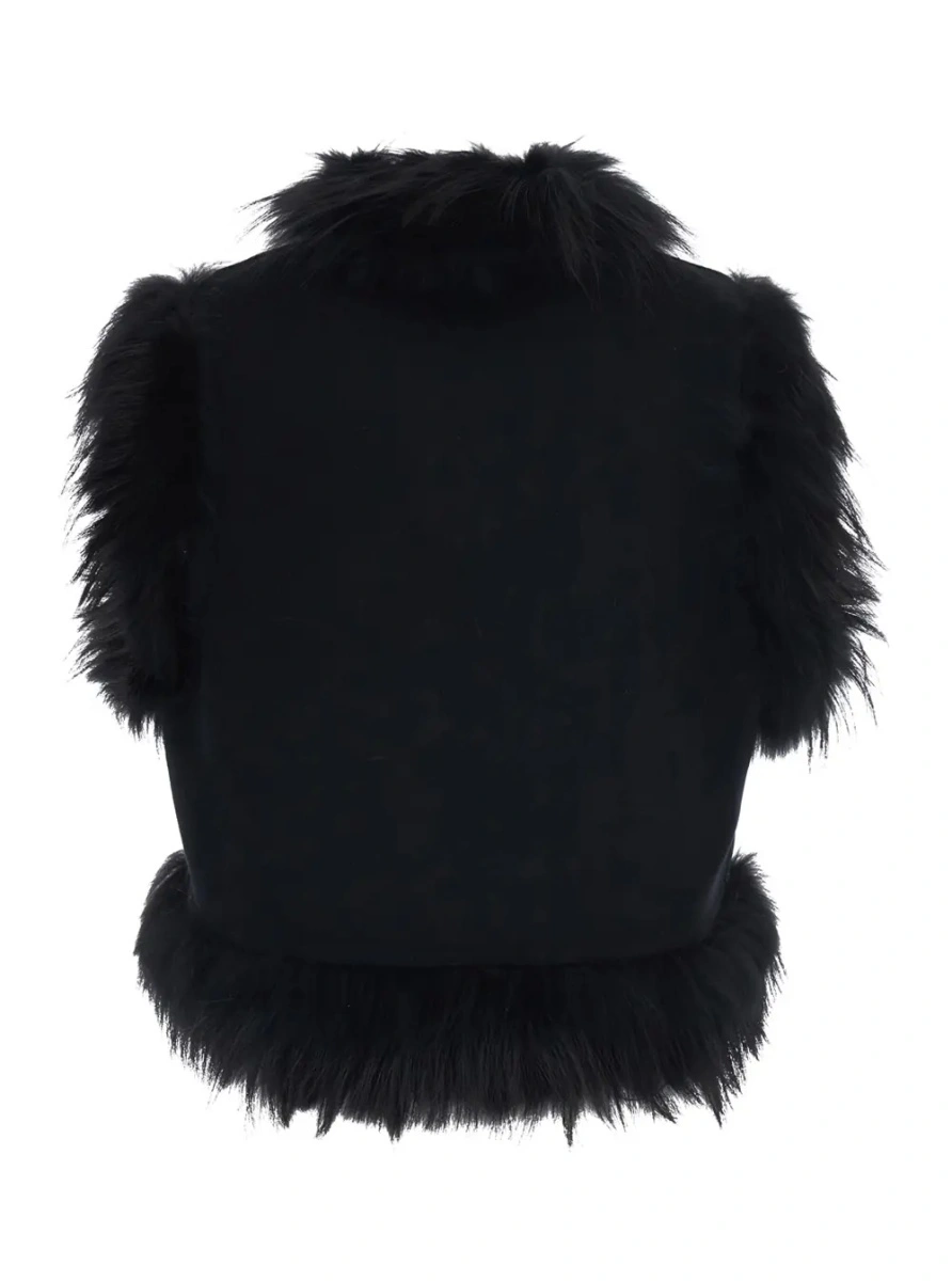 Blana Fendi neagra din shearling si lana - Img 2