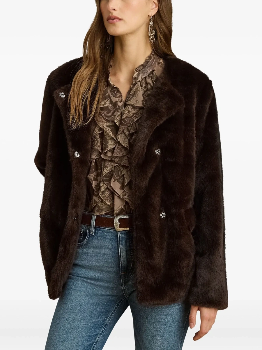 Blana Ralph Lauren maro din shearling si piele - Img 5