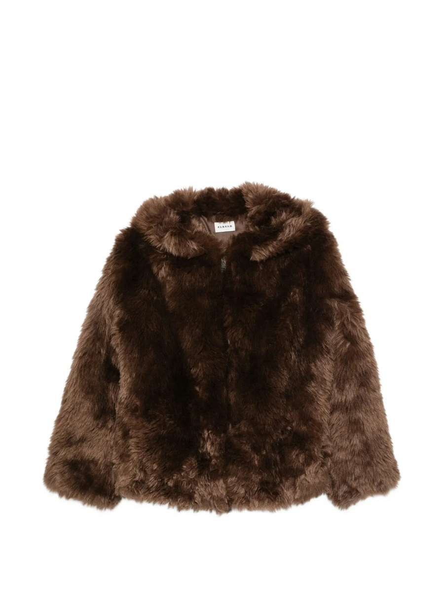 Blanuri P.A.R.O.S.H. Brown shearling jacket with hood in ecofur for women - Img 8