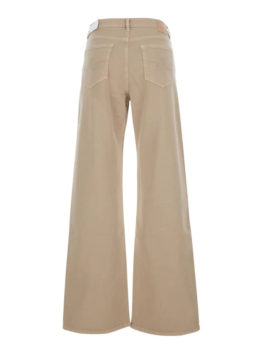 Blugi Beige Wide Leg Jeans with Logo Patch on the Back in Denim for Women - Img 2