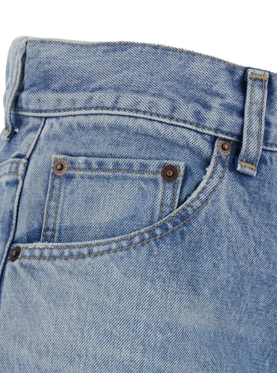 Blugi Blue Jeans with Bleach Effect Five-Pocket Denim - Img 3