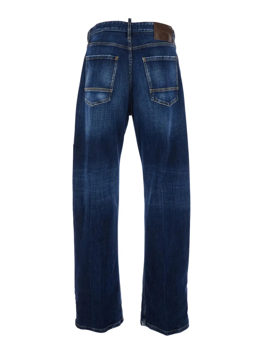 Blugi Blue jeans with five-pocket design and faded effect in denim for men - Img 2