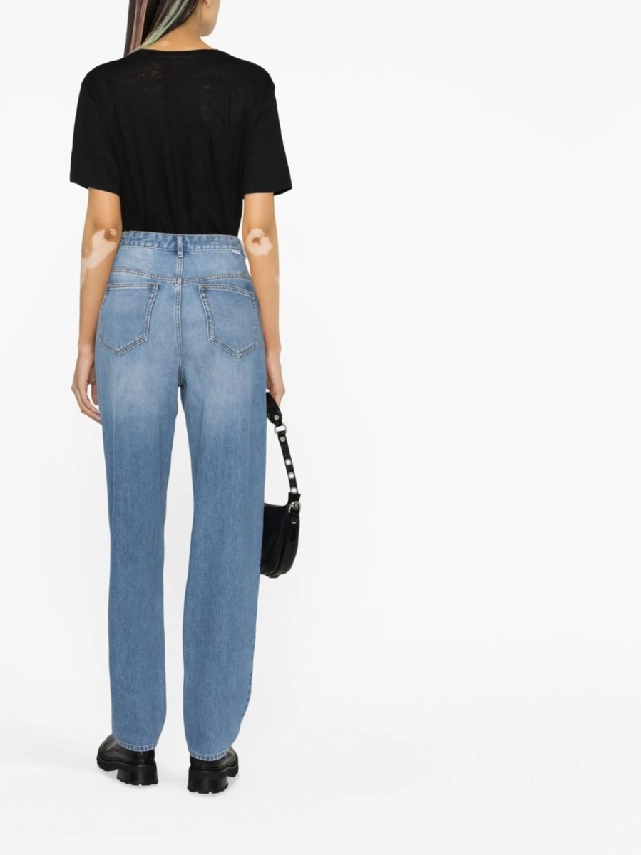 Blugi boyfriend ISABEL MARANT ETOILE albastri din bumbac - Img 4