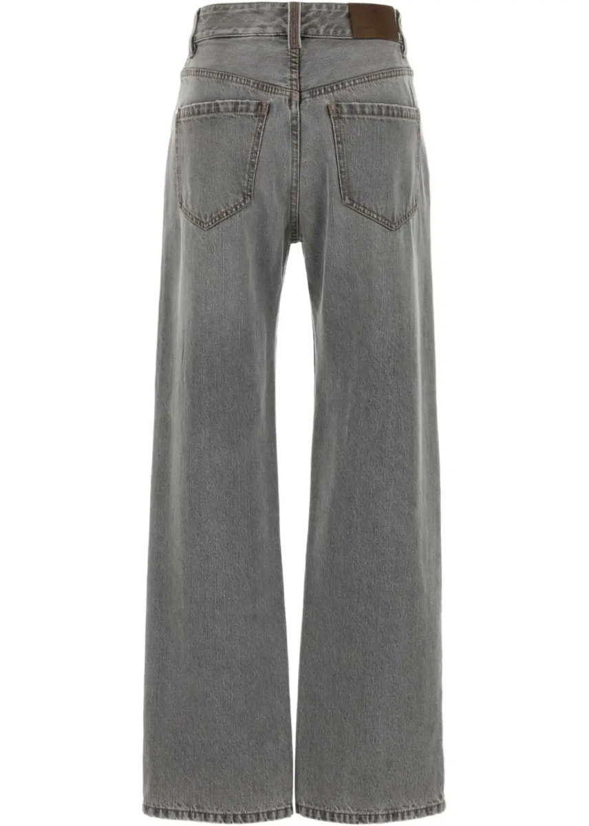 Blugi Brunello Cucinelli multicolor din bumbac si denim - Img 4