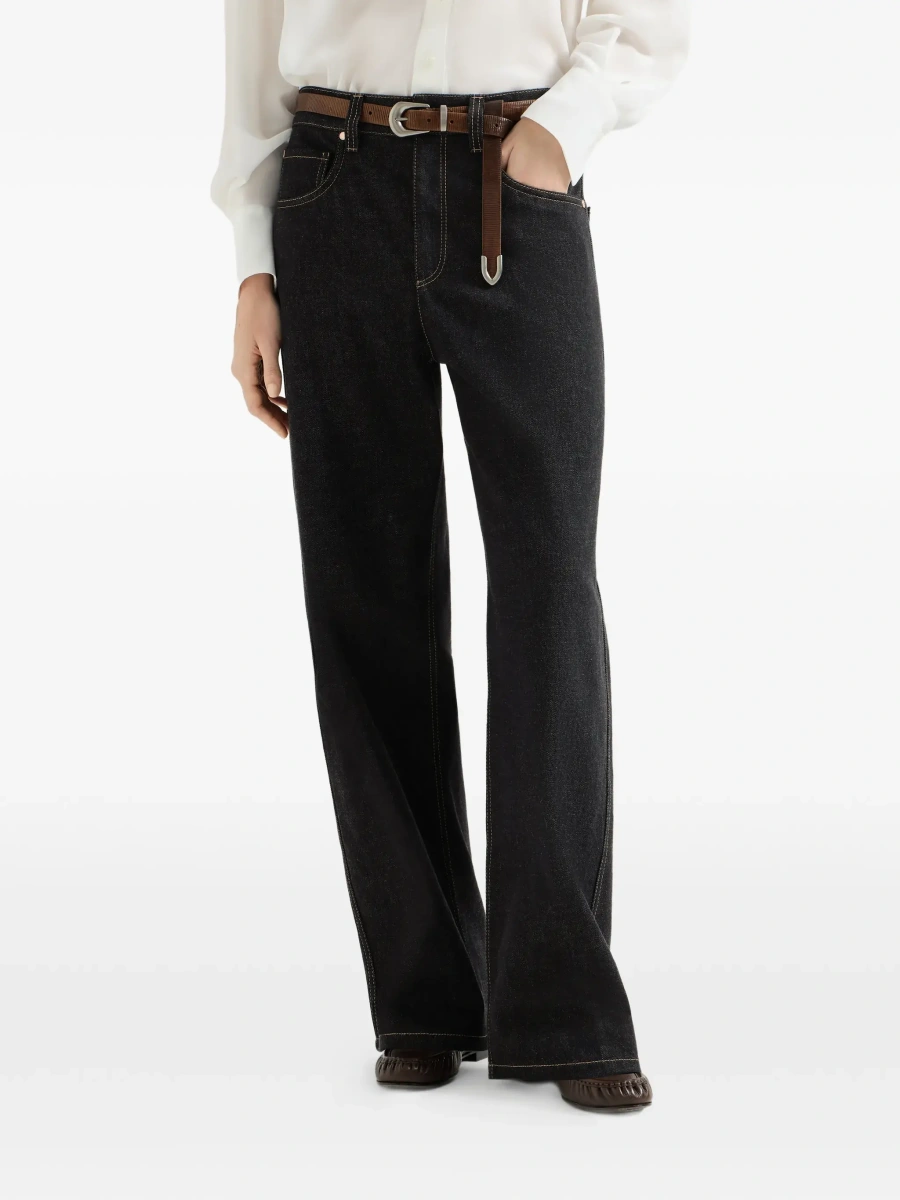Blugi Brunello Cucinelli negri din denim - Img 6