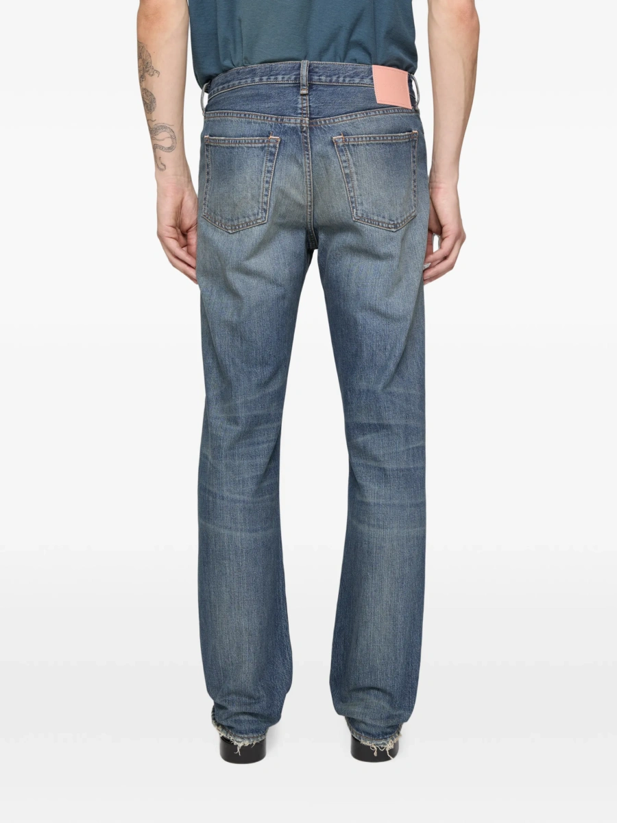 Blugi drepti Acne Studios albastri din bumbac organic - Img 5