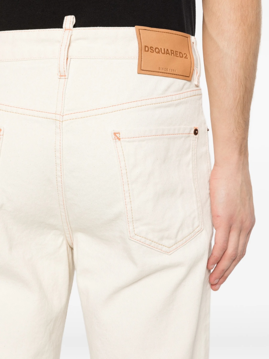 Blugi drepti DSQUARED2 albastri din spandex/elastan si polyester - Img 5