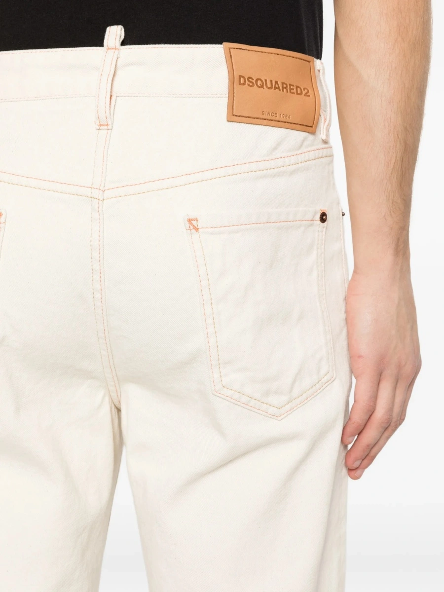 Blugi drepti DSQUARED2 albastri din spandex/elastan si polyester - Img 5