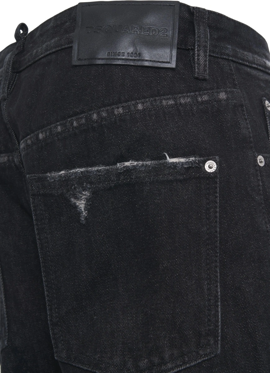 Blugi drepti DSQUARED2 negri din denim - Img 5